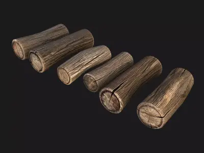 Firewood pair of wooden logs Low-poly 3D model