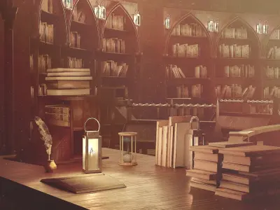 Medieval Library Model Pack Mocha Low-poly 3D model