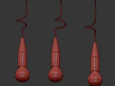 AKSUM three light fixtures hanging from gold chain 3D model