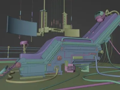 Human Tech Laboratory Set Low-poly 3D model