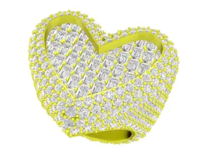A7829 Luxury Hip Hop Heart Ring 3D print model
