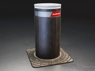 Retractable Security Bollard Low-poly 3D model