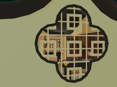 Stylized Chinese Calligraphy shop diorama Low-poly 3D model