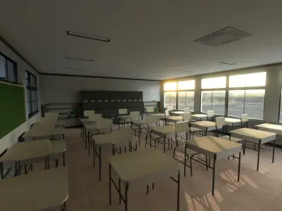 Based - Anime School Room 3D Model - V2 - Source model 3D model