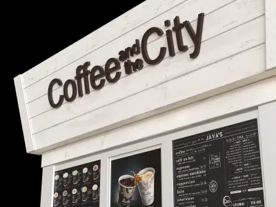 Coffee and the City Low-poly 3D model