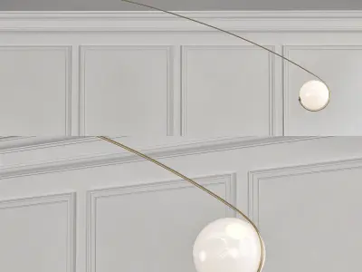 Fiddlehead wall lamp with gold ball hanging from it 3D model