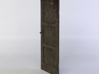Door with three panels Low-poly 3D model