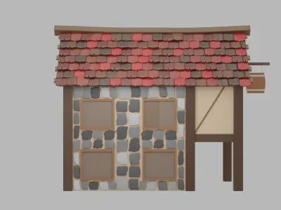 Lowpoly medieval tavern building Free 3D model