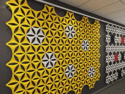 Airflake wall in office with geometric patterns 3D model