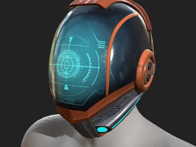 Helmet scifi fantasy pilot cyborg robot military combat soldier  Low-poly 3D model
