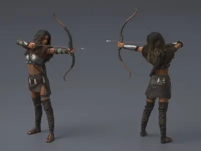  Warrior Woman Archer with Bow 