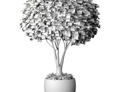 Decorative tree in a modern pot and flowerpot 3D model