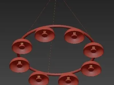 BLOSSI 8 six light chandelier in brass with clear glass shades 3D model