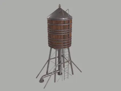 Water tower 3D Model Low-poly 3D model