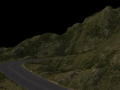 Wild mountain highway bend 3D model