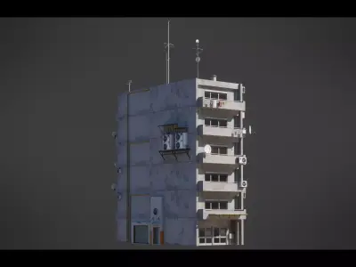 Dystopian Cyberpunk Building 9 Low-poly 3D model