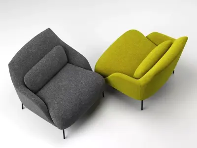 Armchair lounge chair in lime with legs 3D model