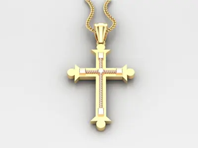 High Cross Pendant Light Gold 18K 4CP089 3D print model