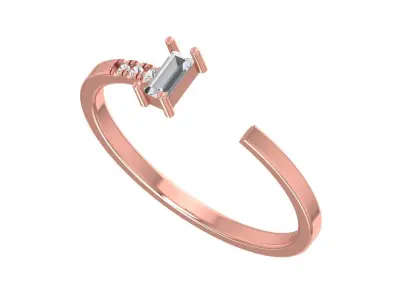 Open End Light Weight Baguette stone Band Ring 3D print model