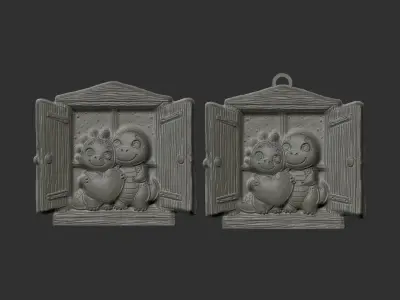 valentines dragon window decor  3D print model