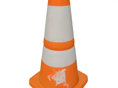 Weathered Traffic Safety Cone Low-poly 3D model