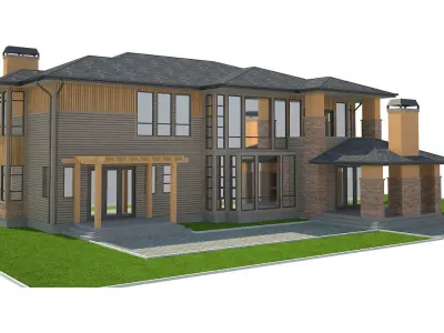 Modern House With Garage Low-poly 3D model purchase