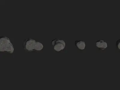 Short Flat Rocks - Rough 2 Low-poly 3D model