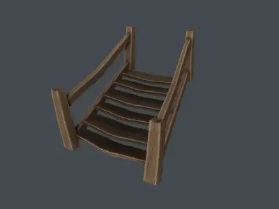 House wooden on platform Low-poly 3D model