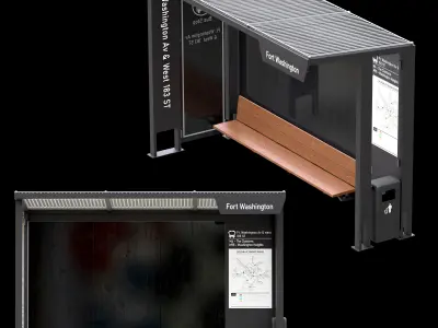 Bus Stop - Set01 Low-poly 3D model