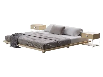 Japanese Style King Low Bed 3D model