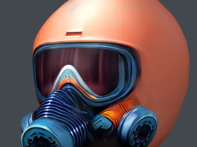Gas mask helmet scifi Low-poly character art game space  Low-poly 3D model shop