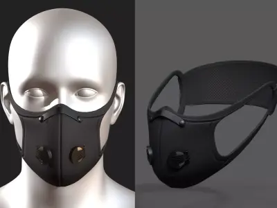 Gas mask fabric futuristic protection isolated  Low-poly 3D model