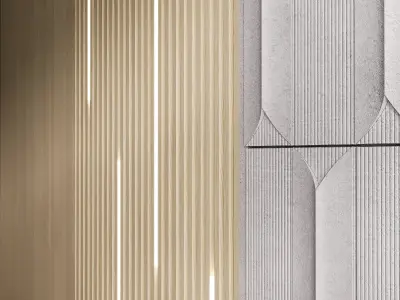 Headboard wood and concrete 3d Wall Panel 06 3D model