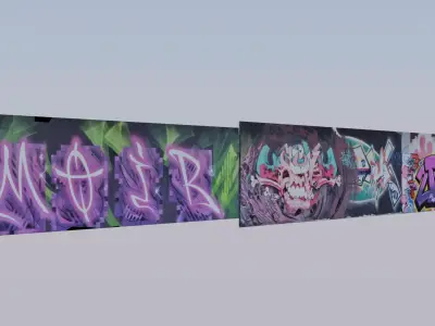 Big graffiti wall IV 3D model