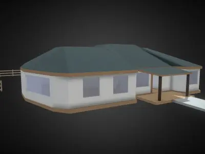 House with Interior - Low Poly Style Free low-poly 3D model