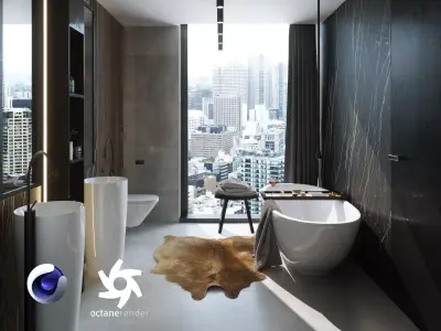 Bathroom Interior Scene for Cinema 4D and Octane Render 3D model