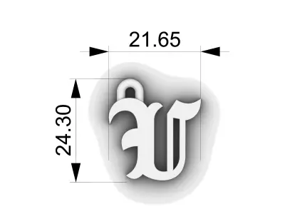 Gothic Letter U Pendant 3D print model