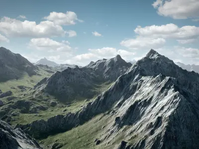 Mountain Winter and Summer Low-poly 3D model