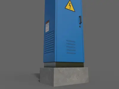 PBR Electric Box Blue V2 Low-poly 3D model
