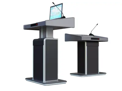 Modern Digital Lectern Set - Minimalist Conference Podium 3D model