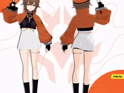 VRM CYBERPUNK FUTURISTIC CYBERWEAR CUTE SCIFI GIRL SKIRT 3D model