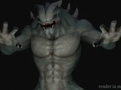 Large alien monster Low-poly 3D model