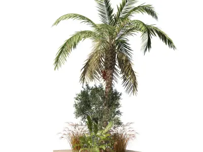 Garden Island plants  Low-poly 3D model