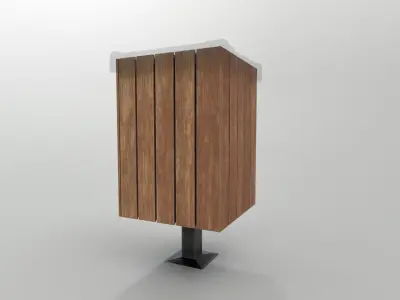 Modern Timber Street bin Vol 05 Game Ready PBR Low-poly 3Dmodel Low-poly 3D model