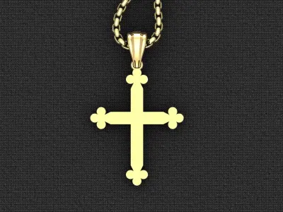 High Cross Pendant Light Gold 18K 3CP070 3D model