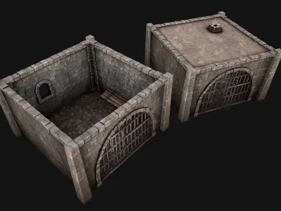 Medieval Prison Cell Low-poly 3D model