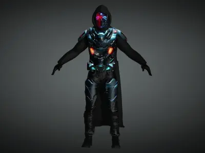 Cyberpunk Soldier 2K Low-poly 3D model