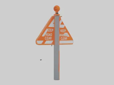 Keep Road Clear Warning Sign model Low-poly 3D model
