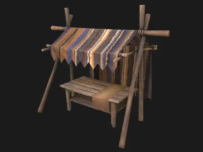 Market Stand Low-poly 3D model
