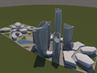 Building futuristic city 3D model